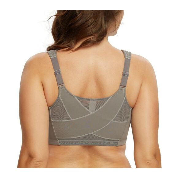 DELIMIRA Women's Front Closure Posture Wireless Back Full Coverage Bra - Picture 2 of 6